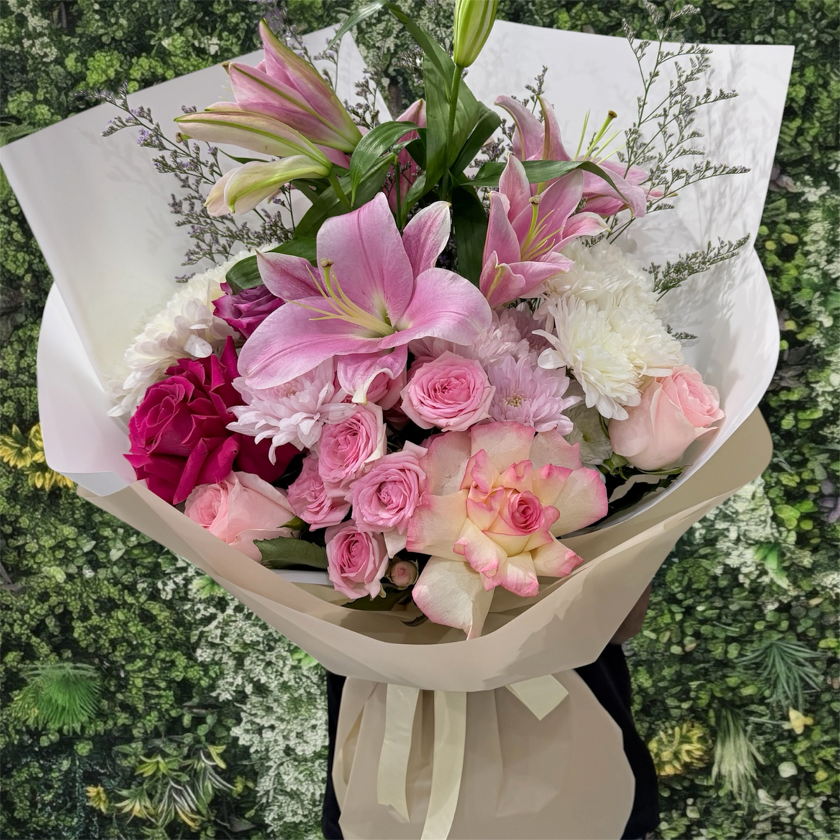 Elegant Pink & White Mixed Flower Bouquet | Luxury Floral Delivery